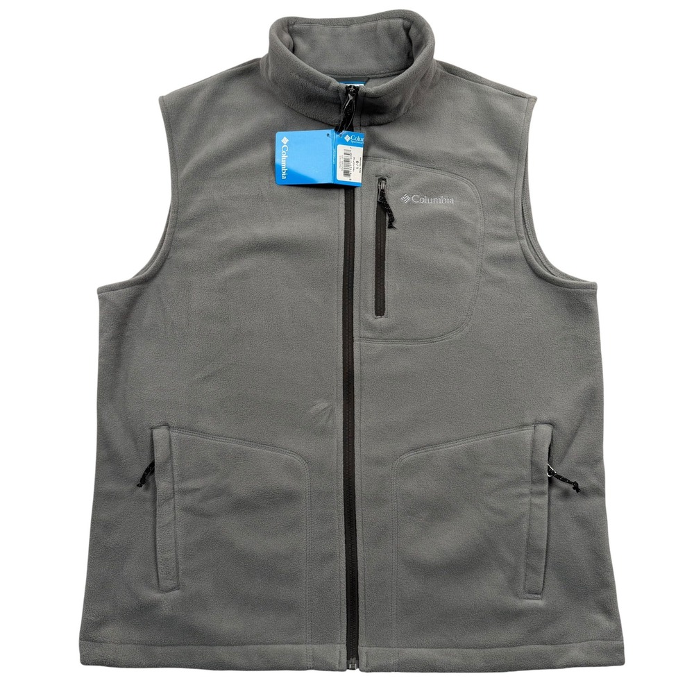 Columbia Fleece Falls Vest Mens Large Gray Full Zip Sleeveless Jacket XM1048-003